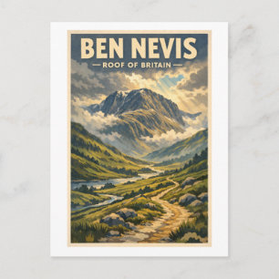 Ben Nevis, United Kingdom, in a classic retro Postcard