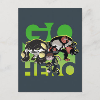 Ben Tennyson, Cannonbolt, and Four Arms - Go Hero Invitation Postcard