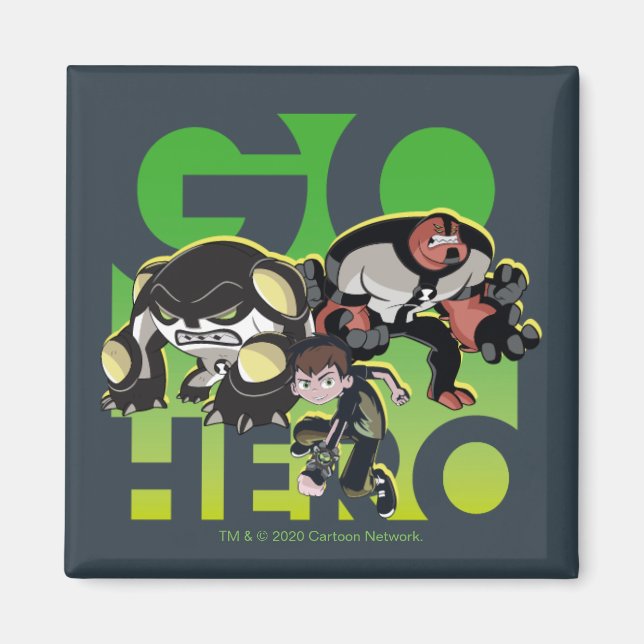 Ben Tennyson, Cannonbolt, and Four Arms - Go Hero Magnet (Front)