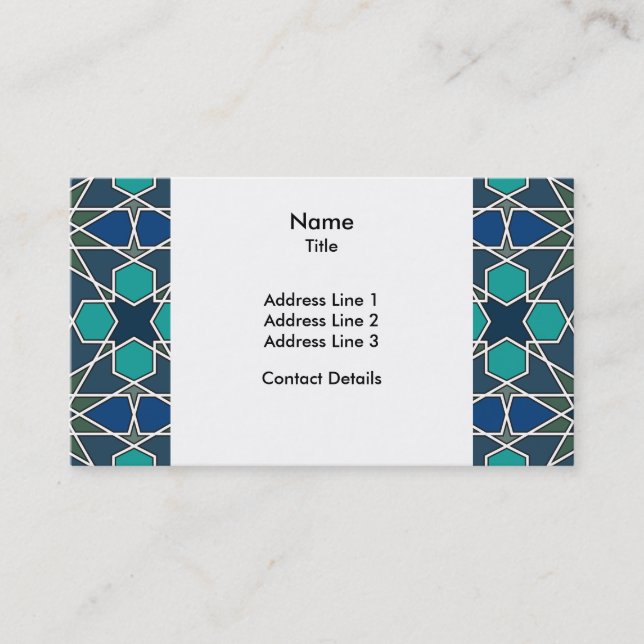 Ben Yusuf Madrasa Geometric Pattern 0-0-7 Business Card (Front)