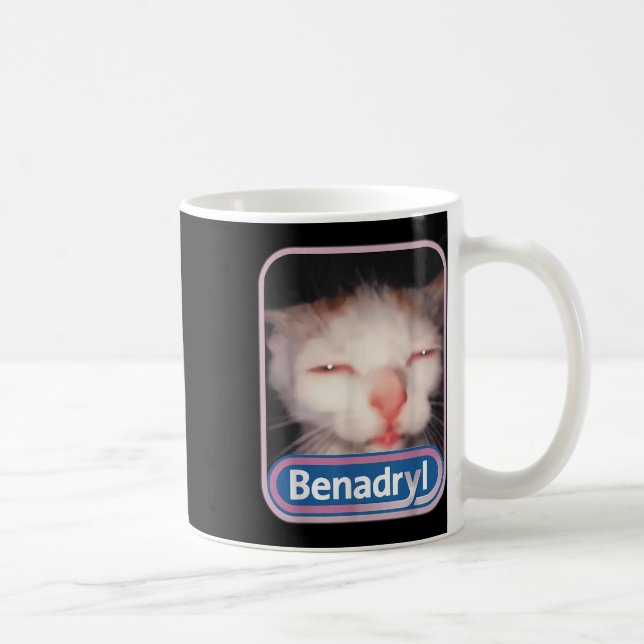 Benadryl Meme Cat Benny Cute &amp; Funny  Coffee Mug (Right)