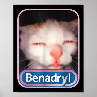 Benadryl Meme Cat Funny Cat Lovers Cat Mum Cat Dad Poster