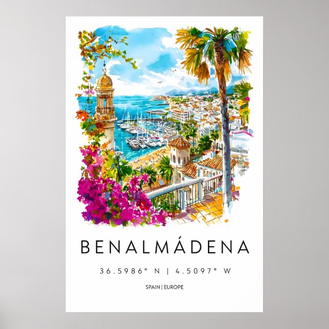 Benalmadena Watercolor 1 Poster (Front)