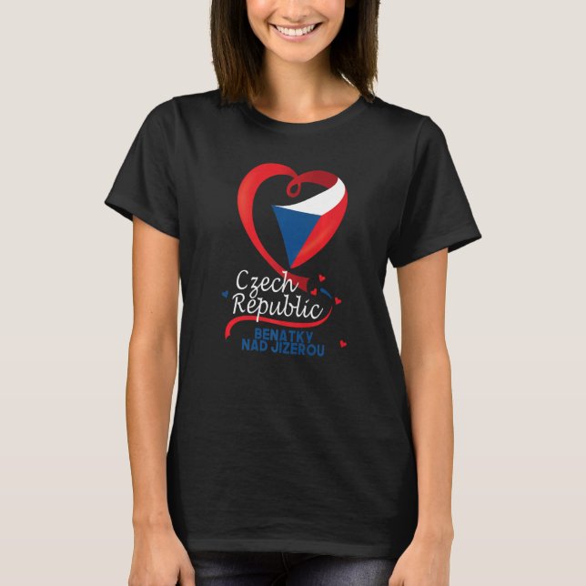 Benatky Nad Jizerou Czech Republic Heart Coat Arm  T-Shirt (Front)
