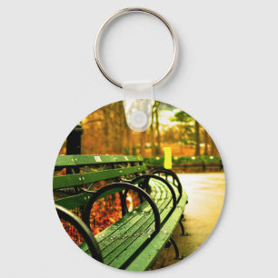 Bench at Central Park, New York City Key Ring