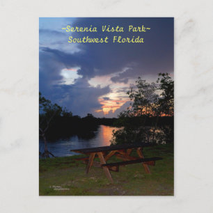 Bench canal sunset Florida Postcard