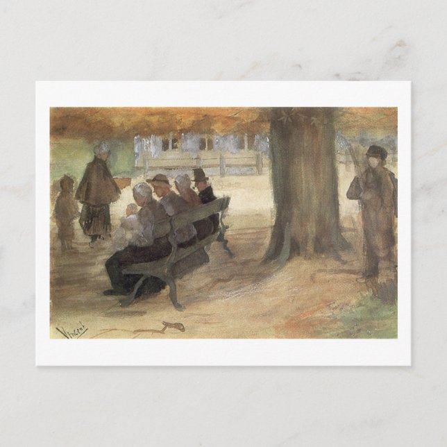 Bench, Four Persons & Baby, Van Gogh Fine Art Postcard (Front)