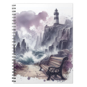 Bench in Front of Lighthouse Notebook