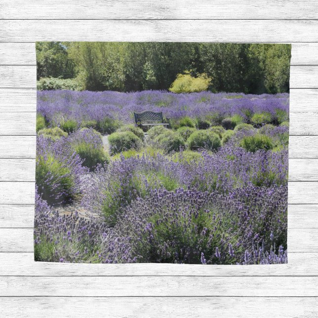 Bench in the Middle of a Lavender Field Tapestry (Creator Uploaded)