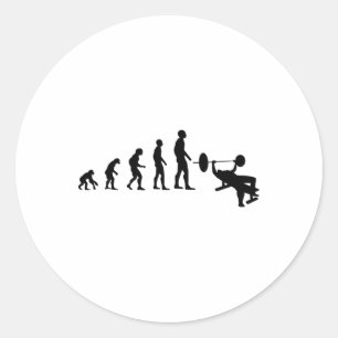 Bench Press Bodybuilding Funny Evolution Strength Classic Round Sticker