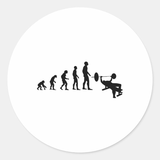 Bench Press Bodybuilding Funny Evolution Strength  Classic Round Sticker (Front)