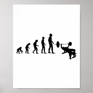 Bench Press Bodybuilding Funny Evolution Strength  Poster