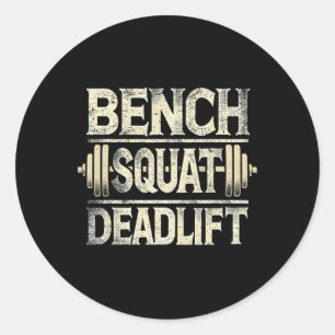 Bench Squat Deadlift Barbell Bodybuilding Classic Round Sticker