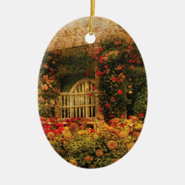 Bench - The Rose Garden Ceramic Tree Decoration (Front)