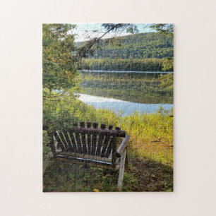 Bench With a View Lake Bailey Upper Peninsula Jigsaw Puzzle