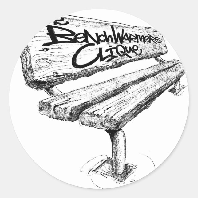 benchwarmers_logo_sharpened mid classic round sticker (Front)