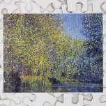 Bend in Epte River near Giverny by Claude Monet Jigsaw Puzzle<br><div class="desc">Bend in Epte River near Giverny (1888) by Claude Monet is a vintage impressionist fine art nature painting featuring trees on the side of the Epte River in Normandy, France on a beautiful sunny day. About the artist: Claude Monet (1840-1926) was a founder of the French impressionist painting movement with...</div>