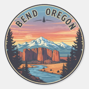 Bend Oregon coast Travel Postcard Classic Round Sticker