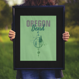 Bend Oregon Geometric Planets & Trees Poster