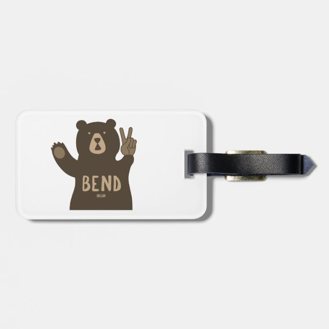 Bend Oregon Peace Bear Luggage Tag (Back Horizontal)