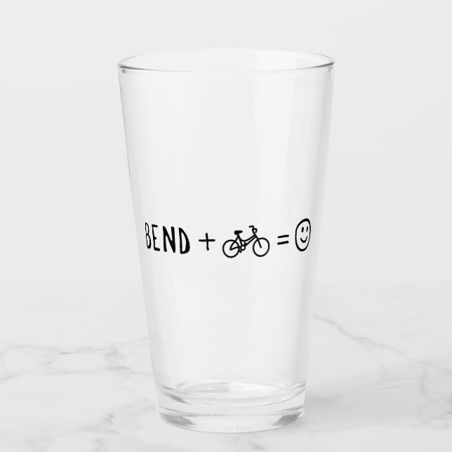 Bend Oregon Plus Bikes Makes You Happy Glass (Front)