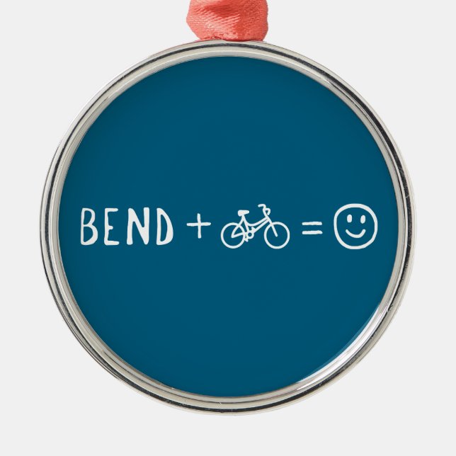 Bend Oregon Plus Bikes Makes You Happy Metal Tree Decoration (Front)