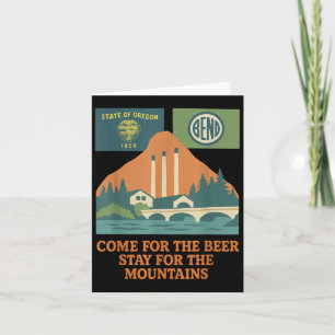 Bend Oregon Retro-vintage Mountains &amp; Beer For Card