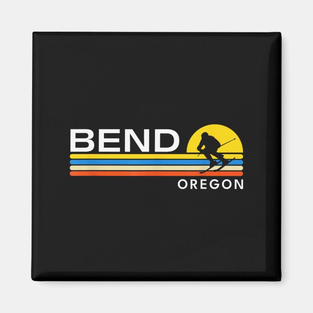 Bend oregon skiing vintage retro souvenirs  magnet (Front)
