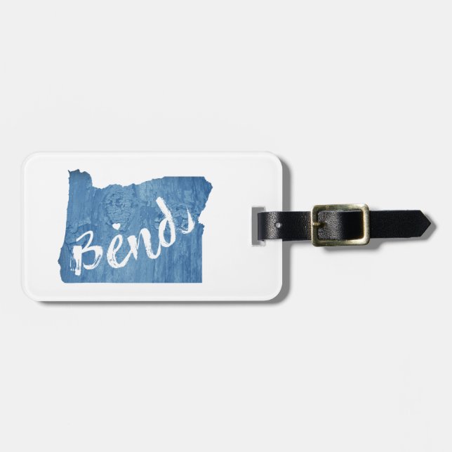 Bend, Oregon Wood Grain Luggage Tag (Front Horizontal)
