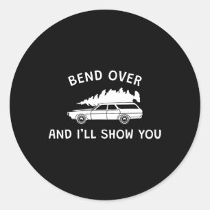 Bend Over and I'll Show You Christmas Couple Match Classic Round Sticker