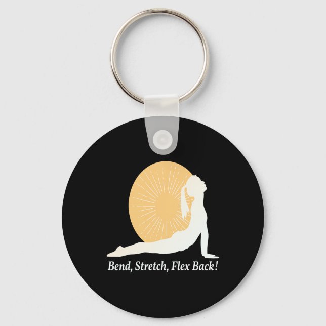 Bend Stretch Yoga Sunrise Pose Wellness Motivation Key Ring (Front)