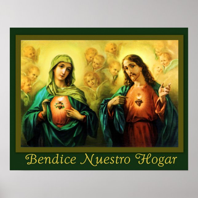 Bendicion del Hogar Sagrado e Inmaculado Corazon Poster (Front)