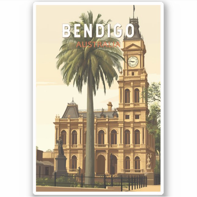 Bendigo Australia Travel Art Vintage (Front)