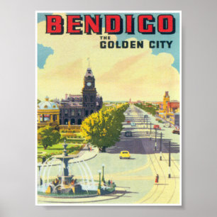 Bendigo Australia Vintage Travel Poster