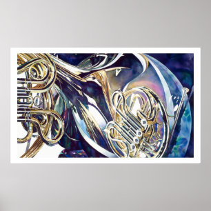 "Bending Light" Musical Instruments Watercolor Poster