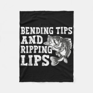 Bending Tips And Ripping Lips Cute Fishing Dad, B  Fleece Blanket