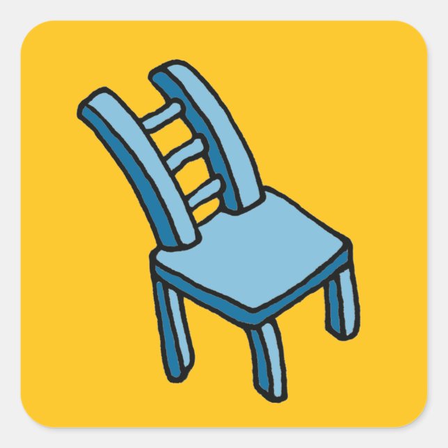 Bendy Blue Chair Cartoon Illustration  Square Sticker (Front)