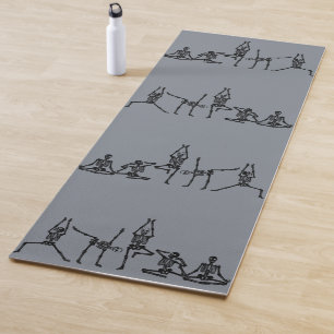 Bendy Bones - Funny Posing Yogi Skeletons - Gray Yoga Mat