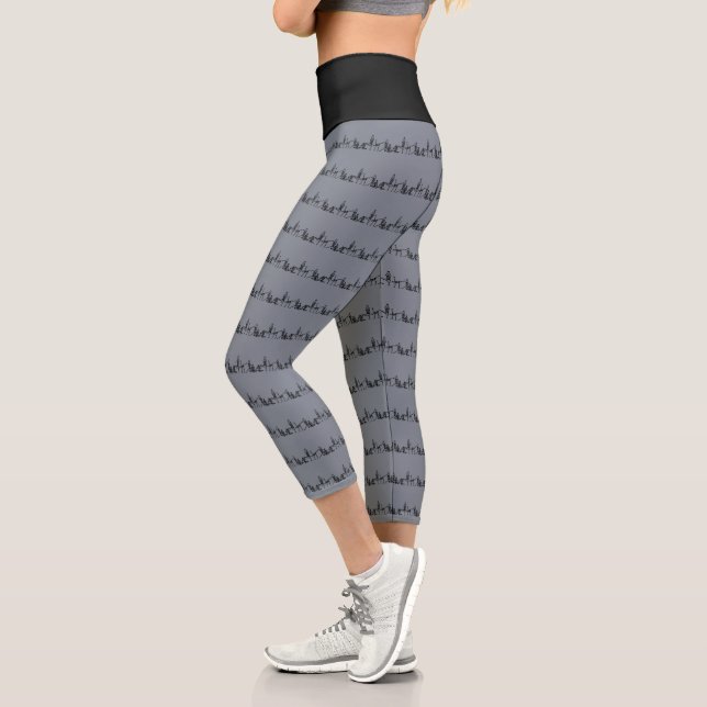 Bendy Bones -Funny Yogi Skeletons- Gray Activewear Capri Leggings (Left)
