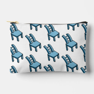 Bendy Warped Blue Chair Cartoon Illustration Accessory Pouch