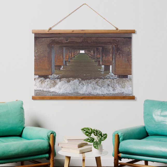 "BENEATH HANALEI PIER" (KAUAI) HANGING TAPESTRY (Living Room)