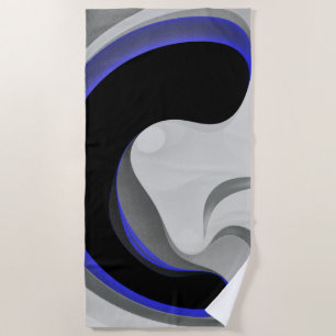 Beneath the Blue: Abstract Grey, Black & Blue Beach Towel