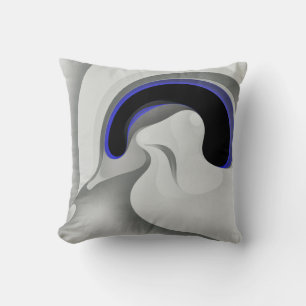 Beneath the Blue: Abstract Grey, Black & Blue Cushion