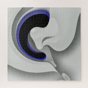 Beneath the Blue: Abstract Grey, Black & Blue Jigsaw Puzzle