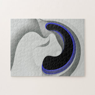 Beneath the Blue: Abstract Grey, Black & Blue Jigsaw Puzzle