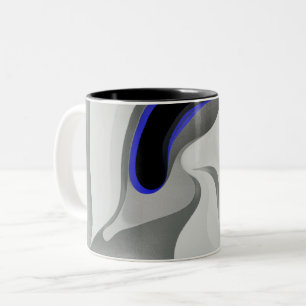 Beneath the Blue: Abstract Grey, Black & Blue Two-Tone Coffee Mug