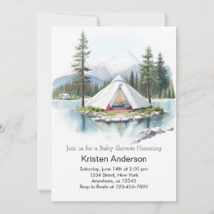 Beneath the Pines Adventure Awaits Baby Shower Invitation