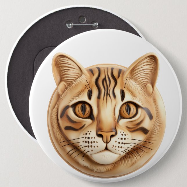 Bengal Cat 3D Inspired 6 Cm Round Badge (Front & Back)