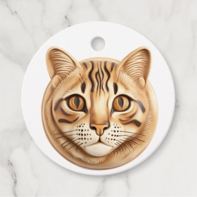 Bengal Cat 3D Inspired Favour Tags (Front)