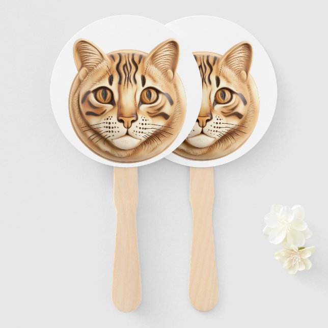 Bengal Cat 3D Inspired Hand Fan (Front and Back)